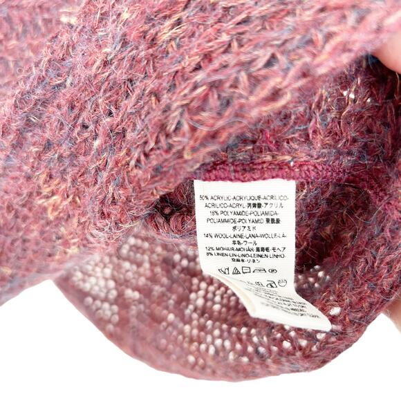 Free People Maroon Wool Linen Mohair Blend Shirt Sz S - Picture 6 of 7